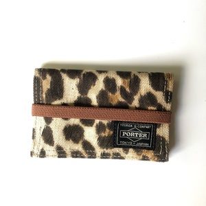 NWOT Head Porter canvas card holder leopard print